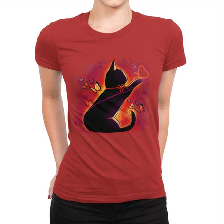 Cat Butterflies - Womens Premium T-Shirts RIPT Apparel Small / Red
