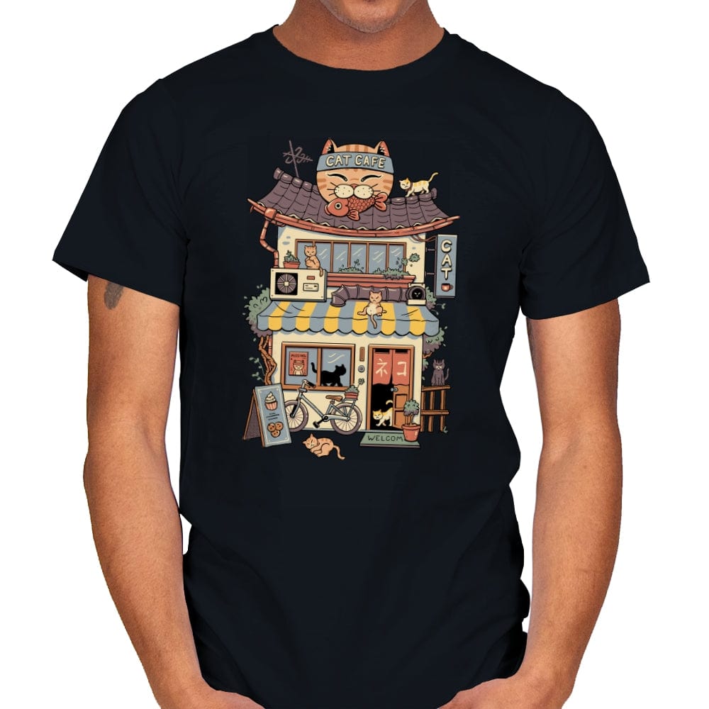 Cat Cafe - Mens T-Shirts RIPT Apparel Small / Black