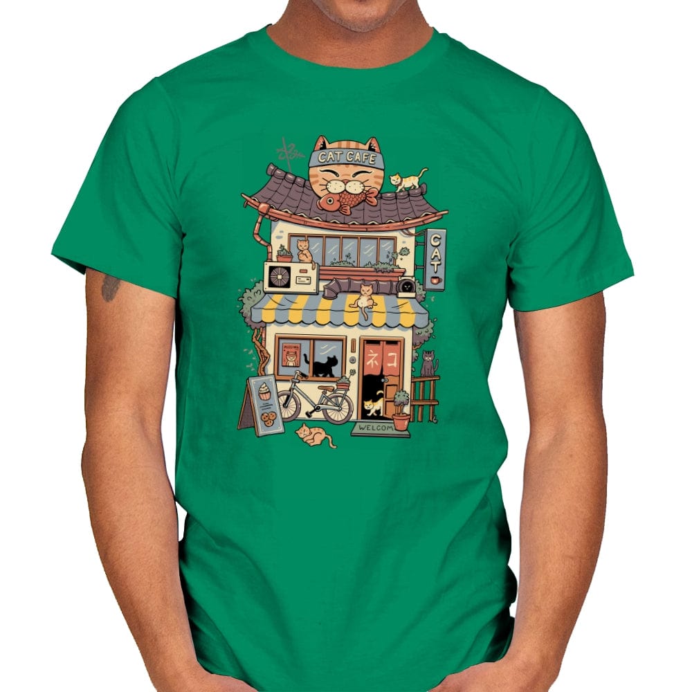 Cat Cafe - Mens T-Shirts RIPT Apparel Small / Kelly