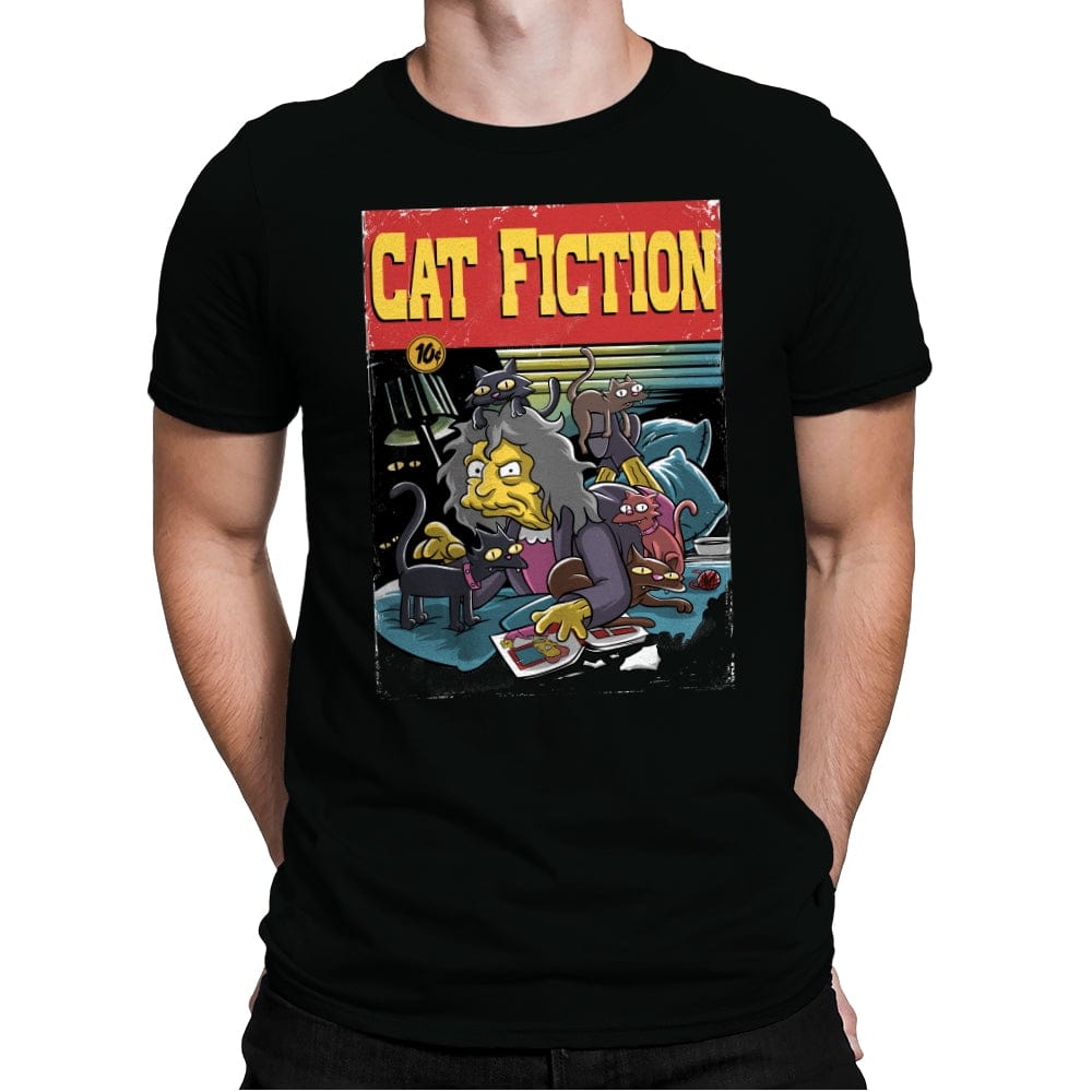Cat Fiction - Mens Premium T-Shirts RIPT Apparel Small / Black