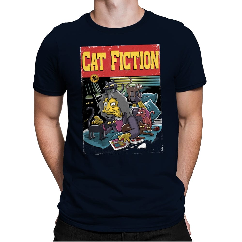 Cat Fiction - Mens Premium T-Shirts RIPT Apparel Small / Midnight Navy