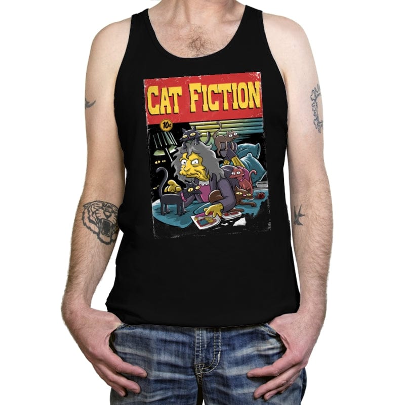 Cat Fiction - Tanktop Tanktop RIPT Apparel X-Small / Black
