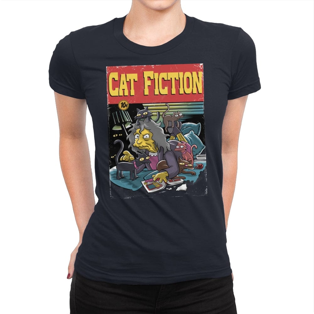 Cat Fiction - Womens Premium T-Shirts RIPT Apparel Small / Midnight Navy