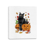 Cat Leaves and Pumpkins - Canvas Wraps Canvas Wraps RIPT Apparel 11x14 / White
