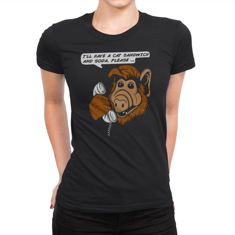 Cat Sandwich and Soda - Womens Premium T-Shirts RIPT Apparel Small / Black