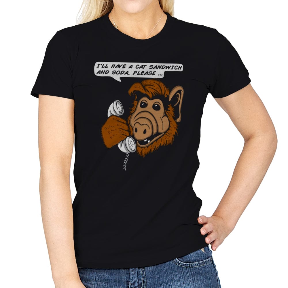 Cat Sandwich and Soda - Womens T-Shirts RIPT Apparel Small / Black