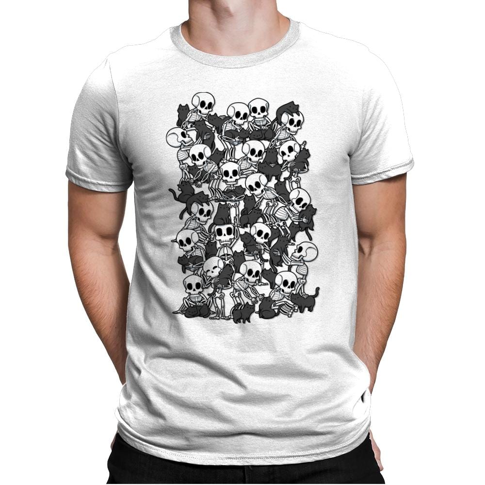 Cat Skull Party - Mens Premium T-Shirts RIPT Apparel Small / White