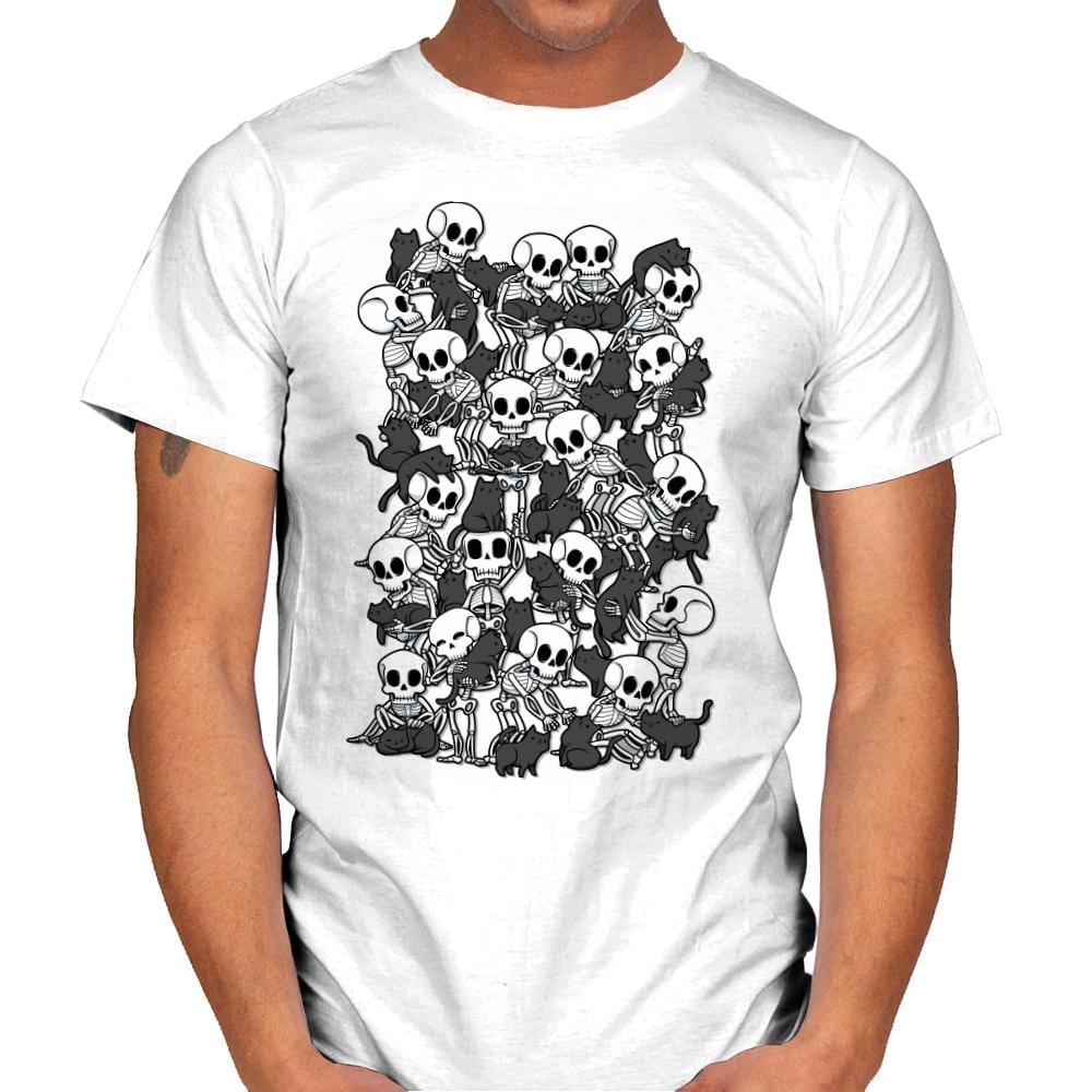 Cat Skull Party - Mens T-Shirts RIPT Apparel Small / White