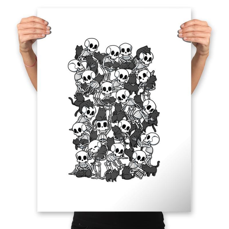 Cat Skull Party - Prints Posters RIPT Apparel 18x24 / White