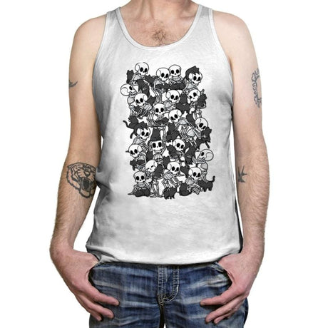 Cat Skull Party - Tanktop Tanktop RIPT Apparel X-Small / White
