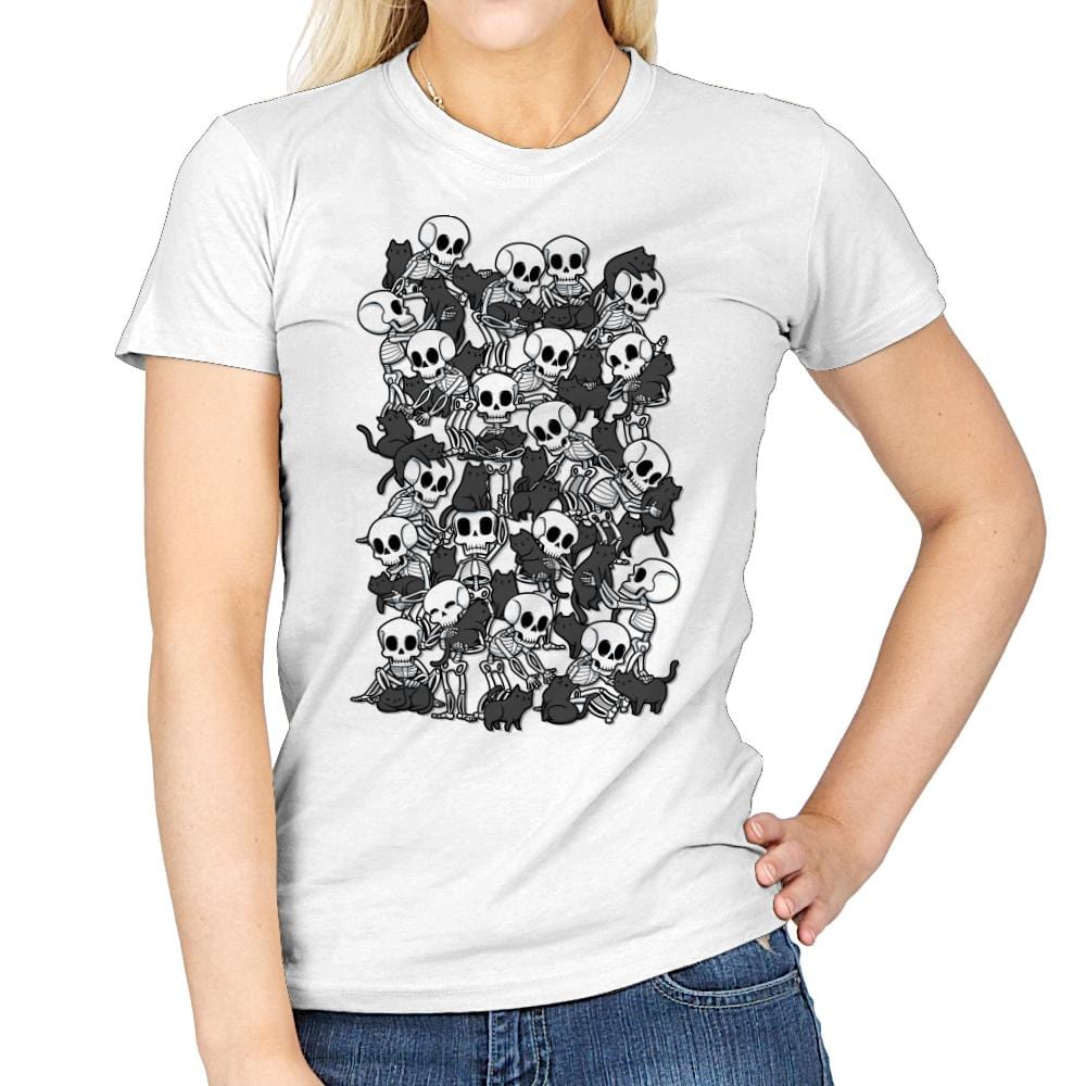 Cat Skull Party - Womens T-Shirts RIPT Apparel Small / White