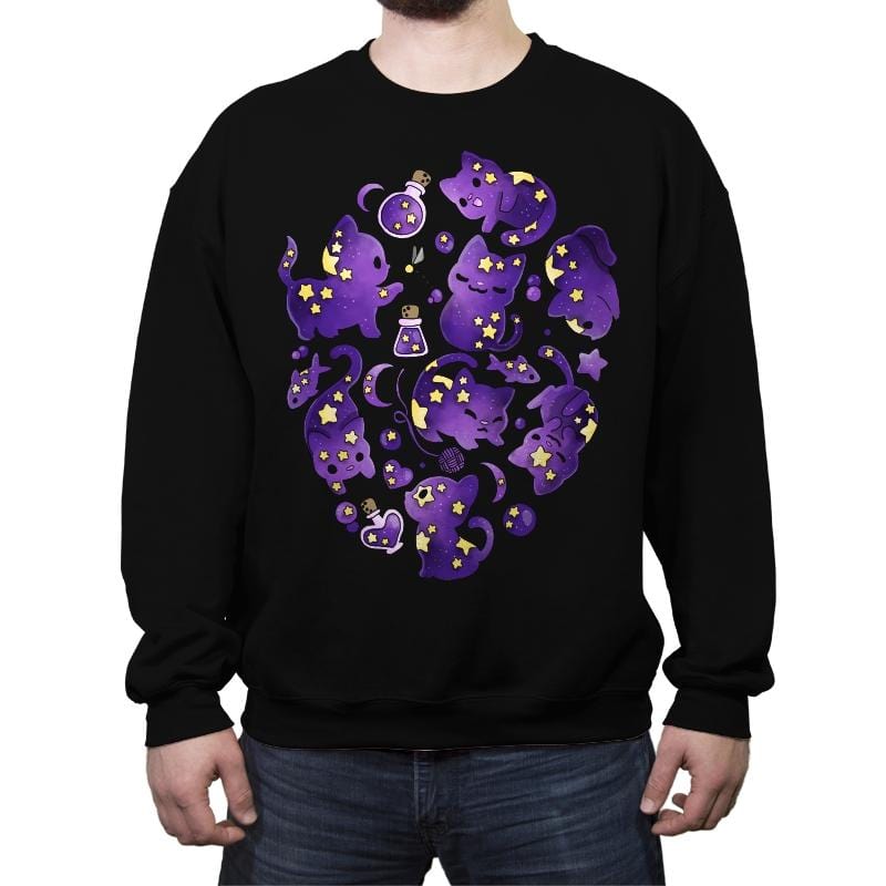 Cat Star - Crew Neck Sweatshirt Crew Neck Sweatshirt RIPT Apparel Small / Black