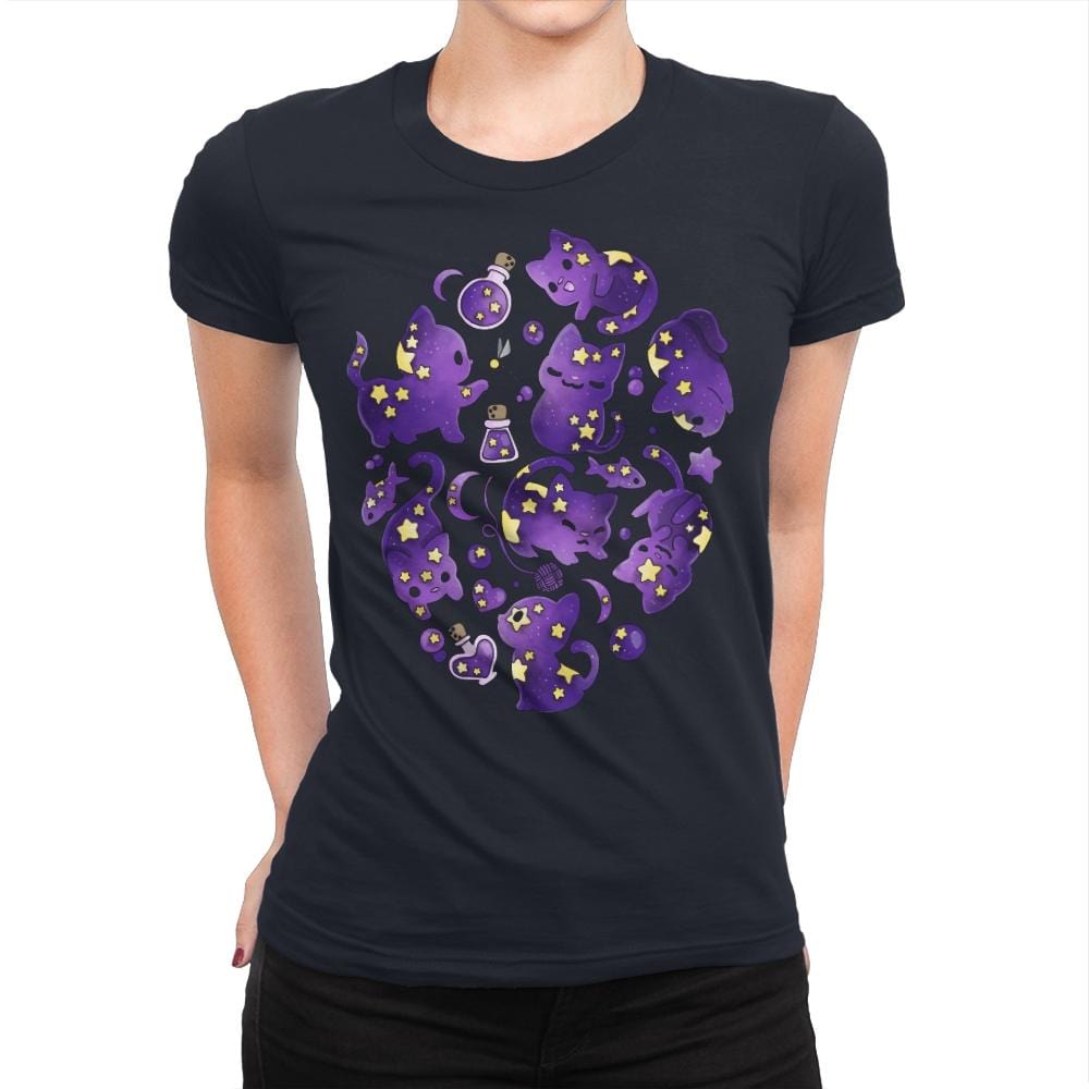 Cat Star - Womens Premium T-Shirts RIPT Apparel Small / Midnight Navy