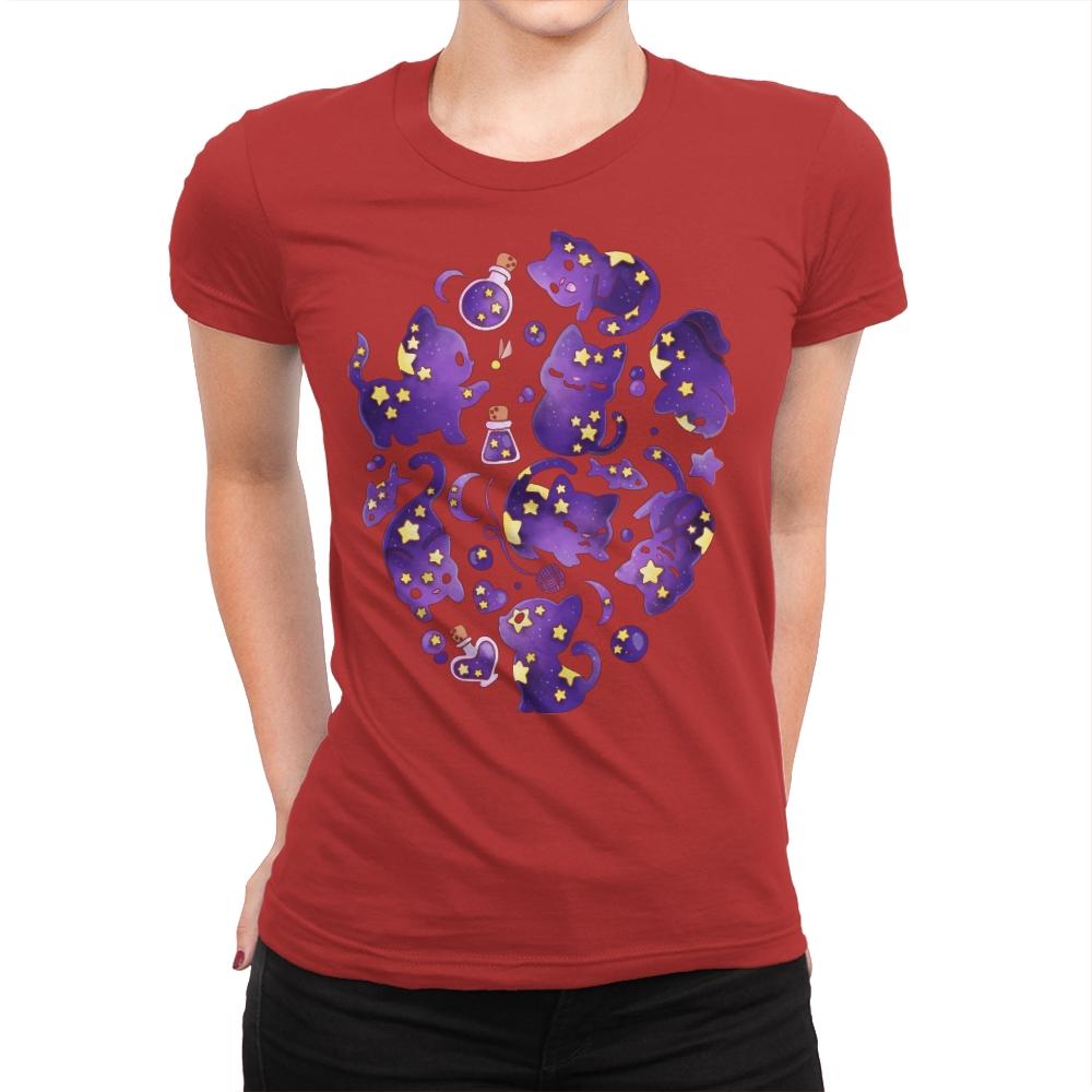 Cat Star - Womens Premium T-Shirts RIPT Apparel Small / Red