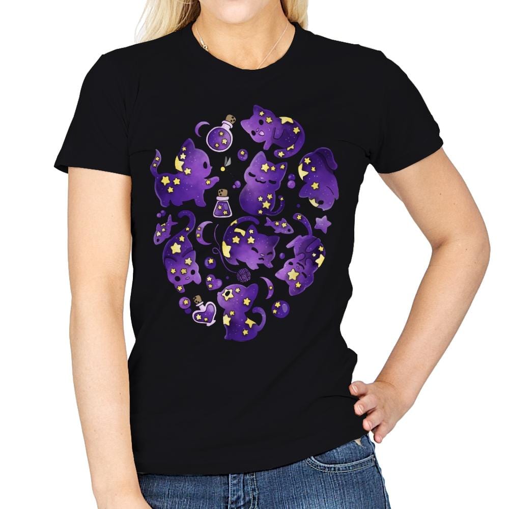 Cat Star - Womens T-Shirts RIPT Apparel Small / Black