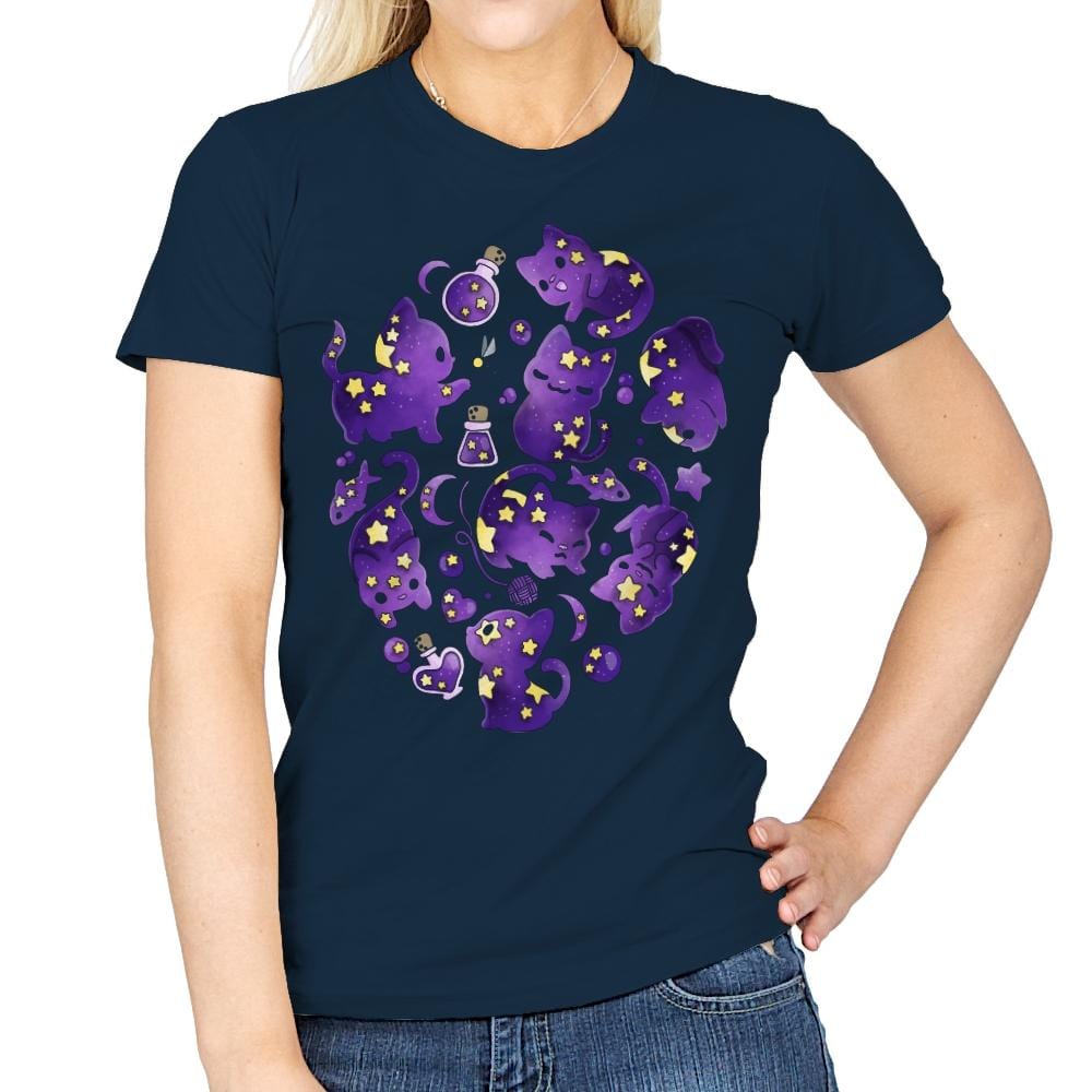 Cat Star - Womens T-Shirts RIPT Apparel Small / Navy