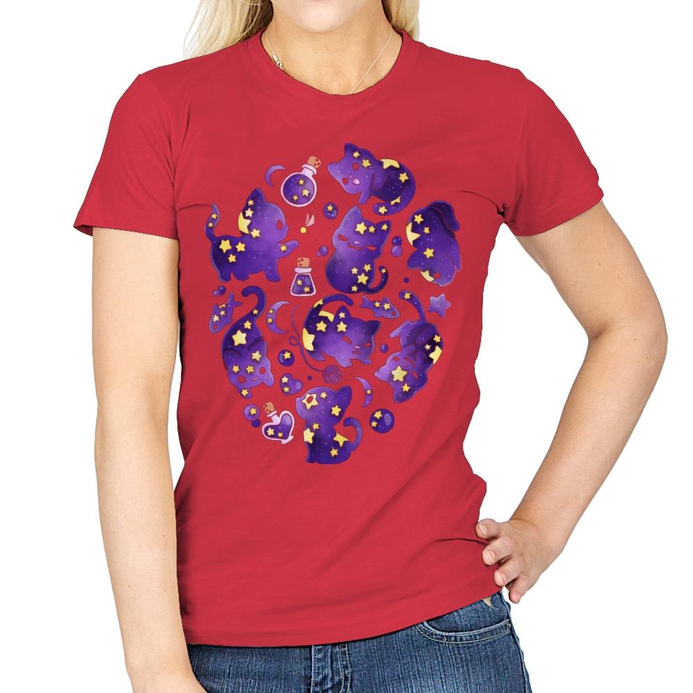 Cat Star - Womens T-Shirts RIPT Apparel Small / Red