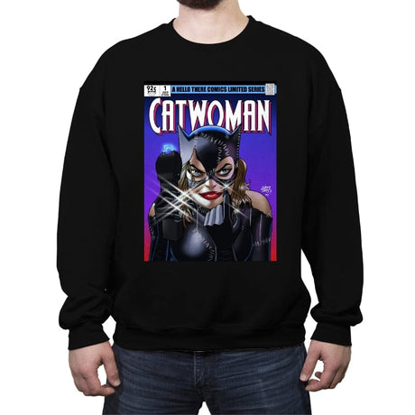 Cat Woman - Crew Neck Sweatshirt Crew Neck Sweatshirt RIPT Apparel Small / Black
