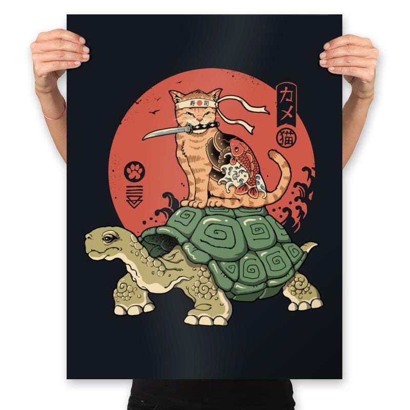 Catana on Turtle - Prints Posters RIPT Apparel 18x24 / Black