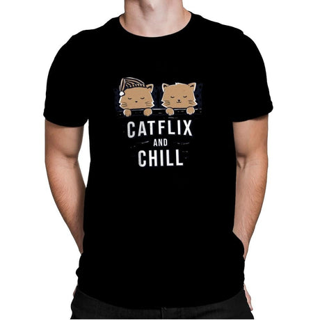 Catflix And Chill - Mens Premium T-Shirts RIPT Apparel Small / Banana Cream