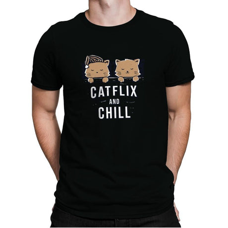 Catflix And Chill - Mens Premium T-Shirts RIPT Apparel Small / Black