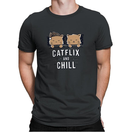 Catflix And Chill - Mens Premium T-Shirts RIPT Apparel Small / Heavy Metal