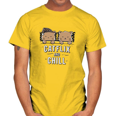 Catflix And Chill - Mens T-Shirts RIPT Apparel Small / Daisy