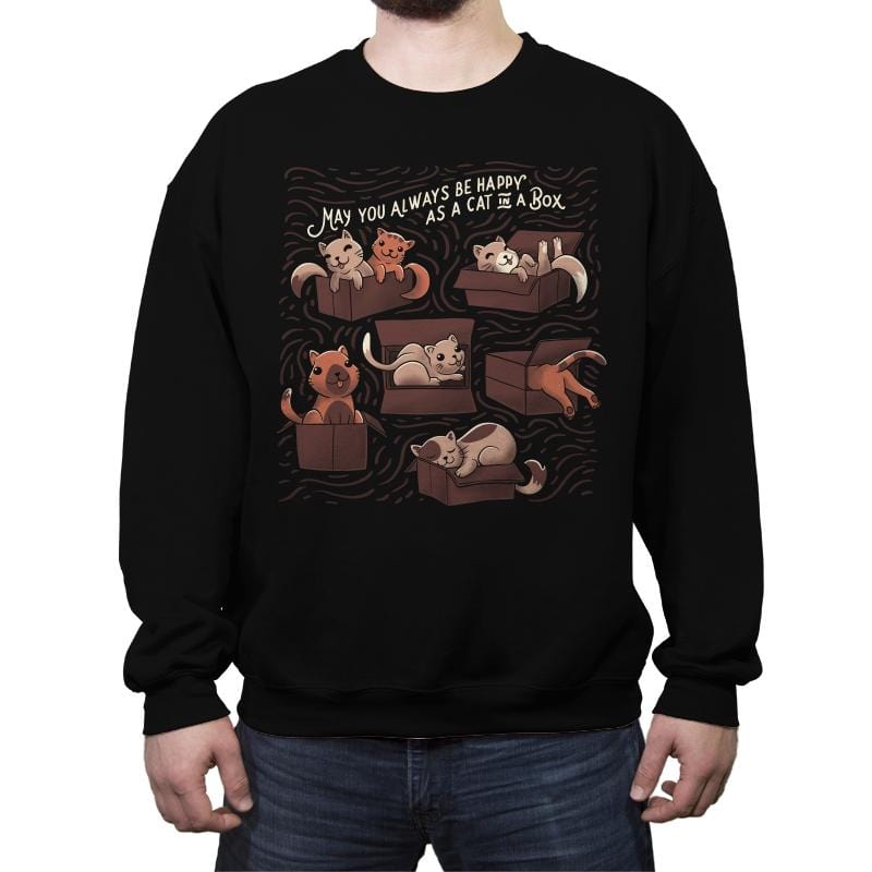 Cats in a Box - Crew Neck Sweatshirt Crew Neck Sweatshirt RIPT Apparel Small / Black