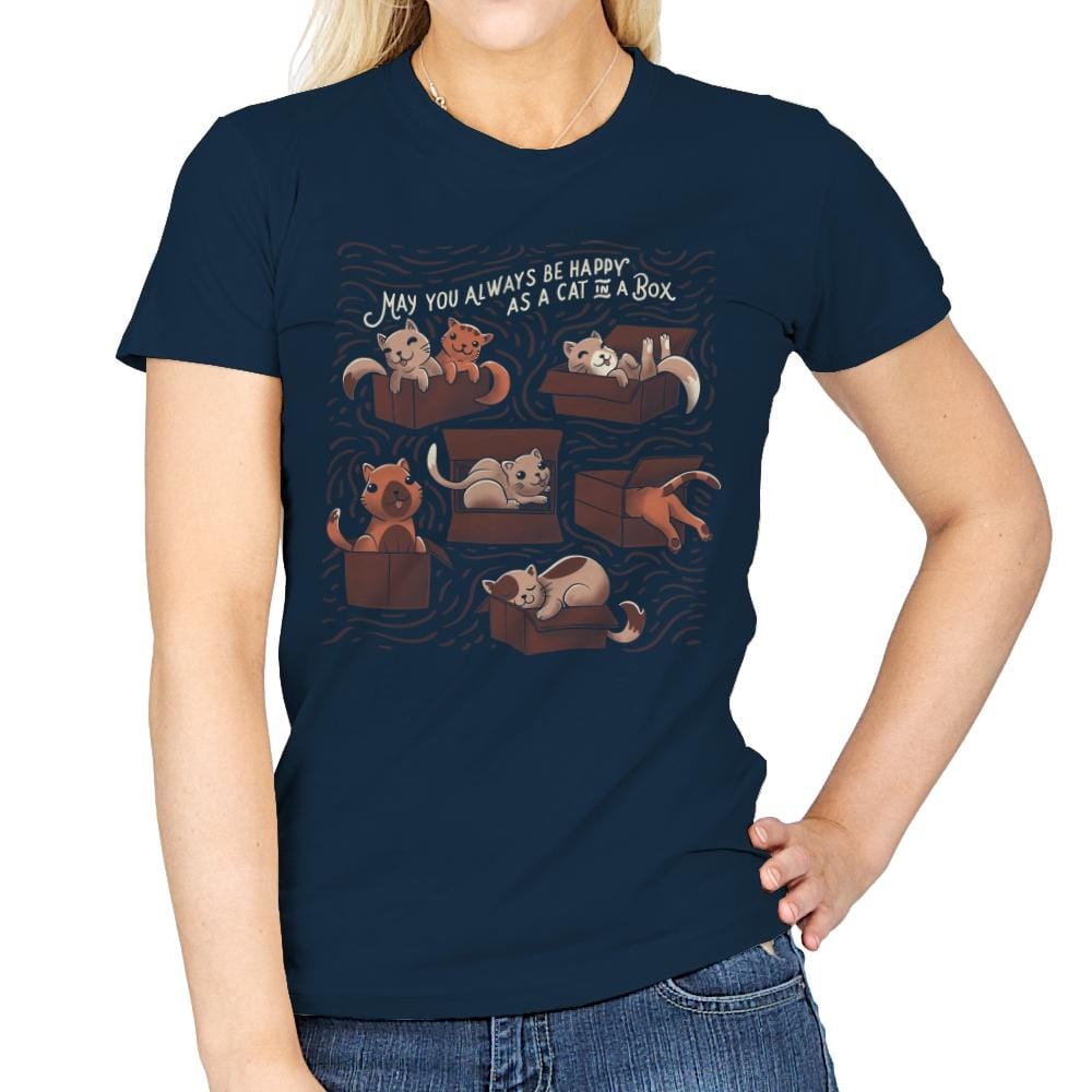 Cats in a Box - Womens T-Shirts RIPT Apparel Small / Navy