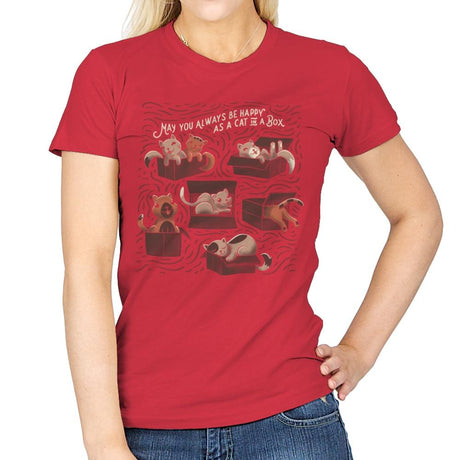 Cats in a Box - Womens T-Shirts RIPT Apparel Small / Red