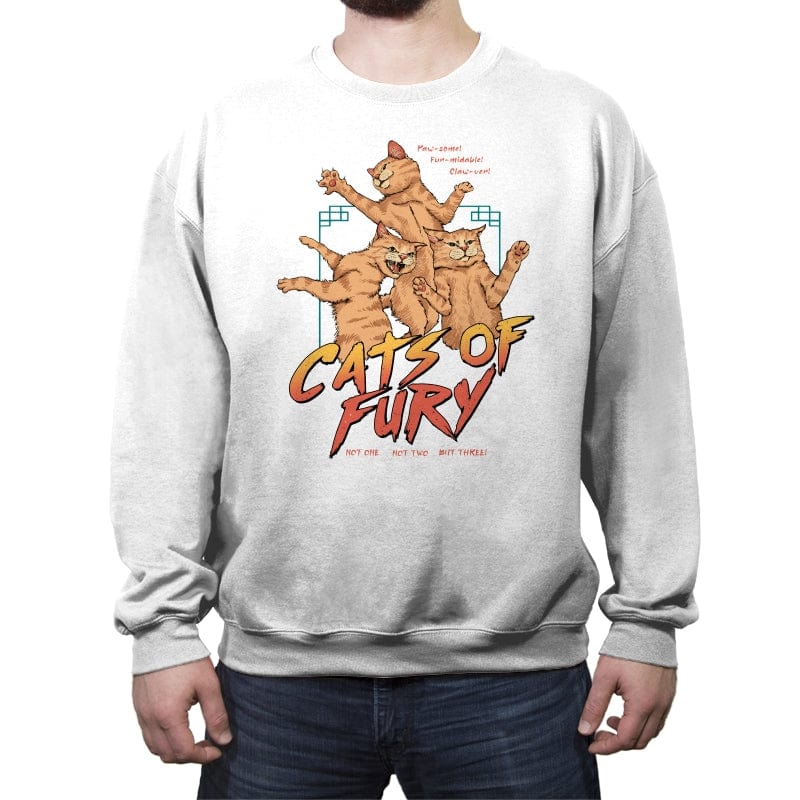 Cats of Fury! - Crew Neck Sweatshirt Crew Neck Sweatshirt RIPT Apparel Small / White