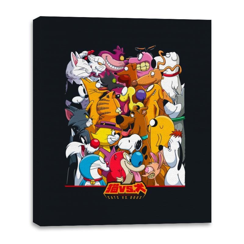 Cats vs. Dogs - Canvas Wraps Canvas Wraps RIPT Apparel 16x20 / Black