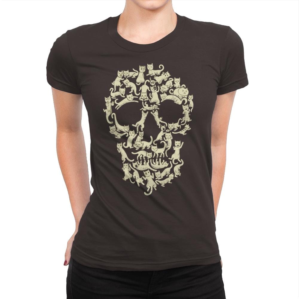 Catskull - Womens Premium T-Shirts RIPT Apparel Small / Dark Chocolate