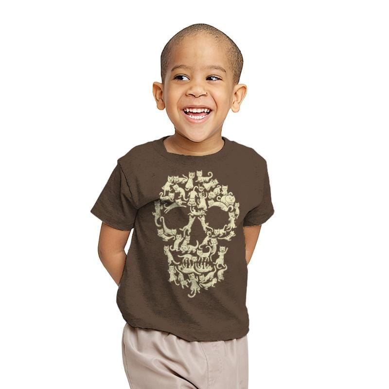 Catskull - Youth T-Shirts RIPT Apparel X-small / Dark chocolate