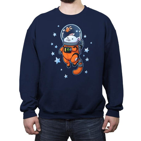 Catstronaut - Crew Neck Sweatshirt Crew Neck Sweatshirt RIPT Apparel Small / Navy