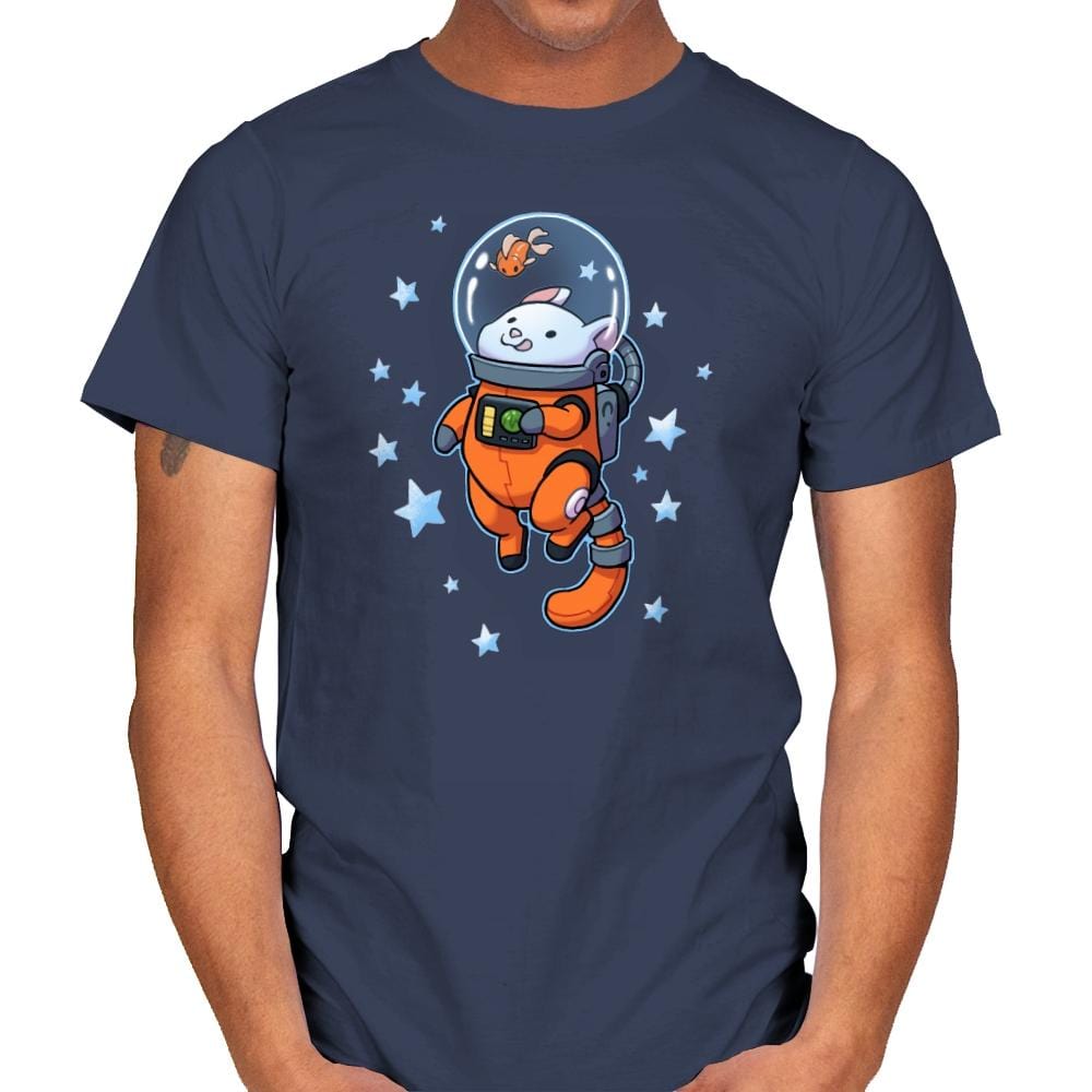 Catstronaut - Mens T-Shirts RIPT Apparel Small / Navy