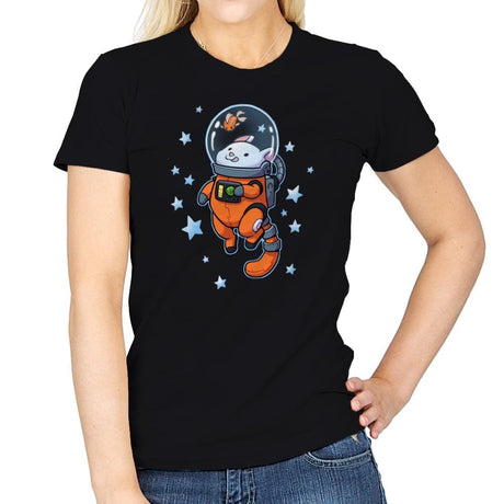 Catstronaut - Womens T-Shirts RIPT Apparel Small / Black