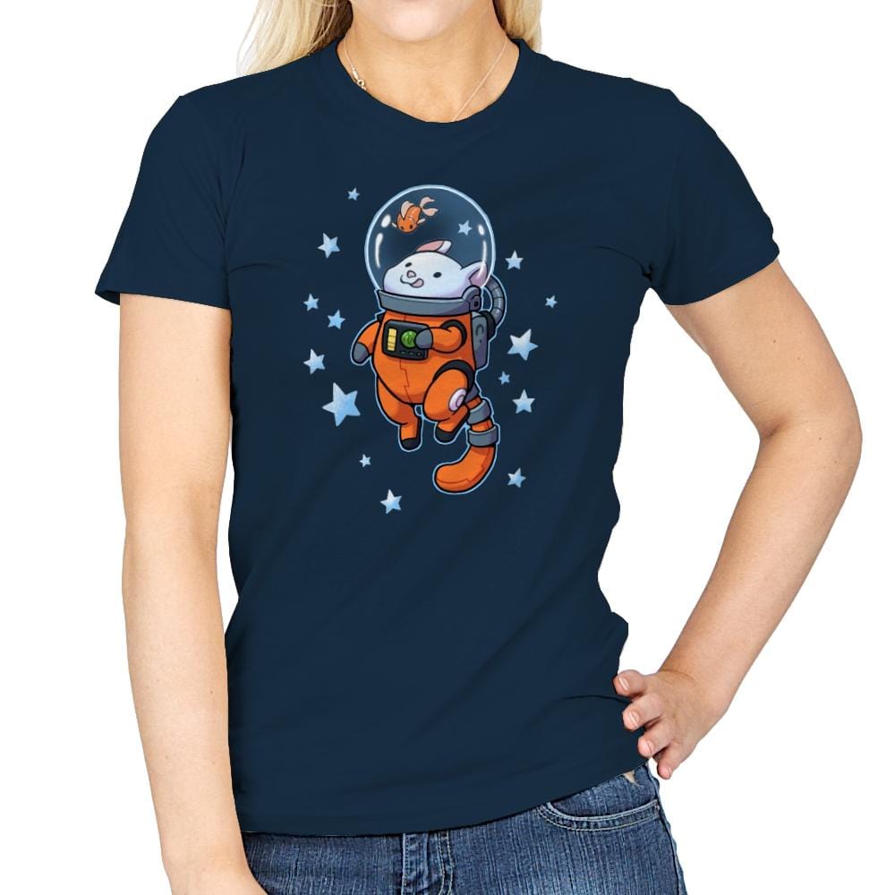 Catstronaut - Womens T-Shirts RIPT Apparel Small / Navy