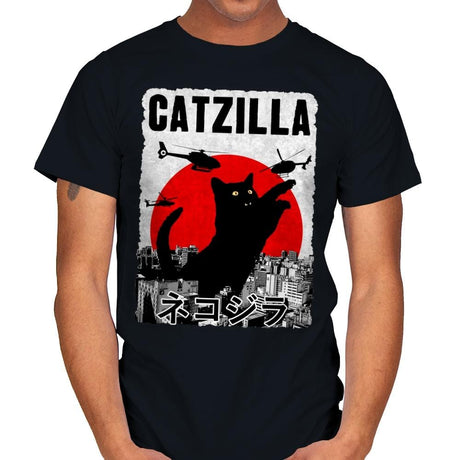 Catzilla City Attack - Mens T-Shirts RIPT Apparel Small / Black