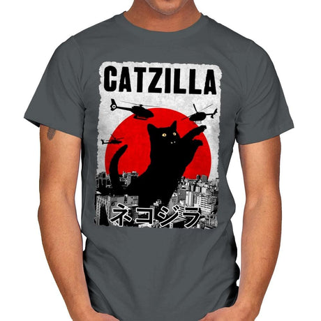 Catzilla City Attack - Mens T-Shirts RIPT Apparel Small / Charcoal