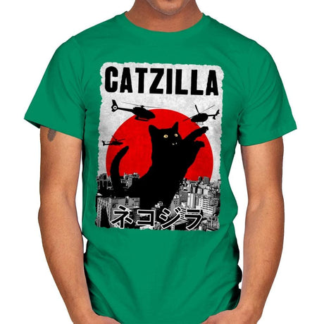 Catzilla City Attack - Mens T-Shirts RIPT Apparel Small / Kelly