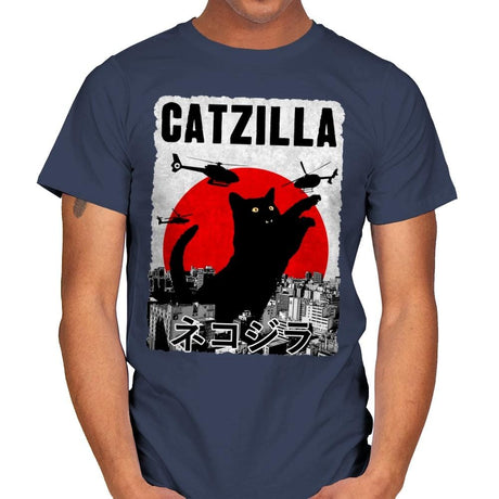Catzilla City Attack - Mens T-Shirts RIPT Apparel Small / Navy
