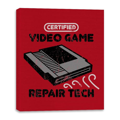 Certified Video Game Repair Tech - Canvas Wraps Canvas Wraps RIPT Apparel 16x20 / Red