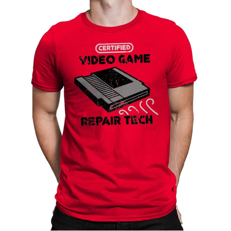 Certified Video Game Repair Tech - Mens Premium T-Shirts RIPT Apparel Small / Red