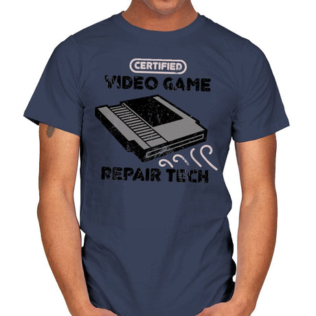 Certified Video Game Repair Tech - Mens T-Shirts RIPT Apparel Small / Navy