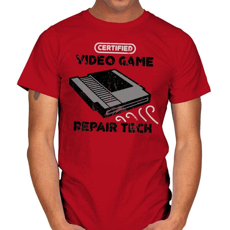 Certified Video Game Repair Tech - Mens T-Shirts RIPT Apparel Small / Red