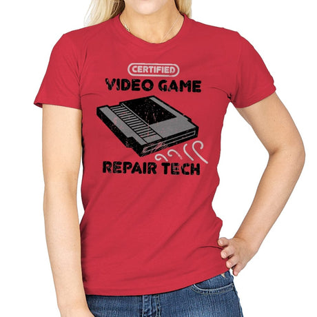 Certified Video Game Repair Tech - Womens T-Shirts RIPT Apparel Small / Red
