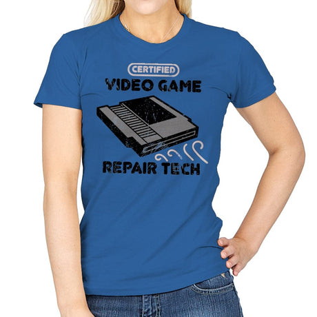 Certified Video Game Repair Tech - Womens T-Shirts RIPT Apparel Small / Royal