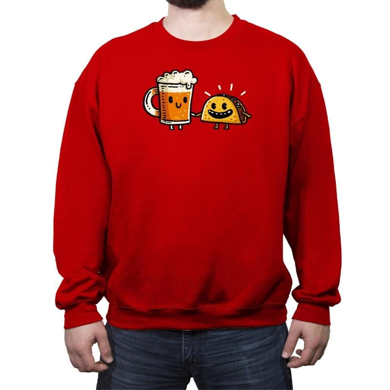 Cerveza & Taco - Crew Neck Sweatshirt Crew Neck Sweatshirt RIPT Apparel Small / Red