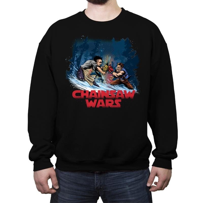 Chainsaw Wars - Crew Neck Sweatshirt Crew Neck Sweatshirt RIPT Apparel Small / Black